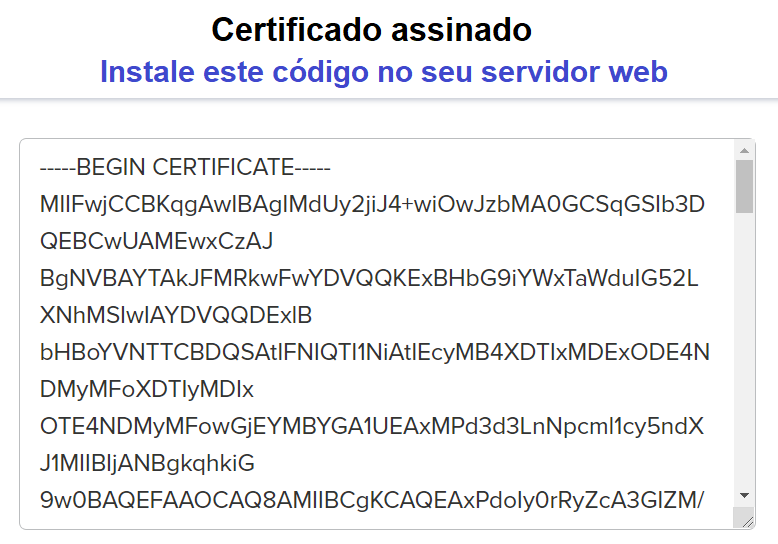Código do Certificado