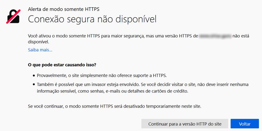 Firefox - Conexão segura não disponível
