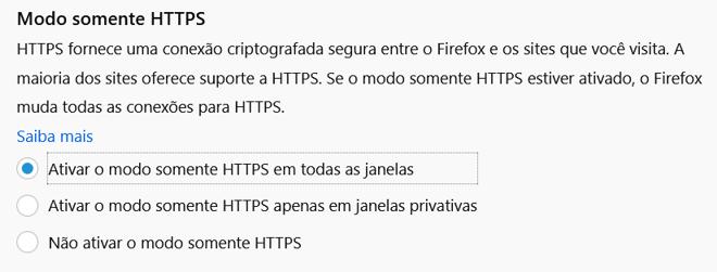 Firefox - Modo somente HTTPS
