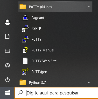 Verificar instalação do PuTTY e PuTTYgen
