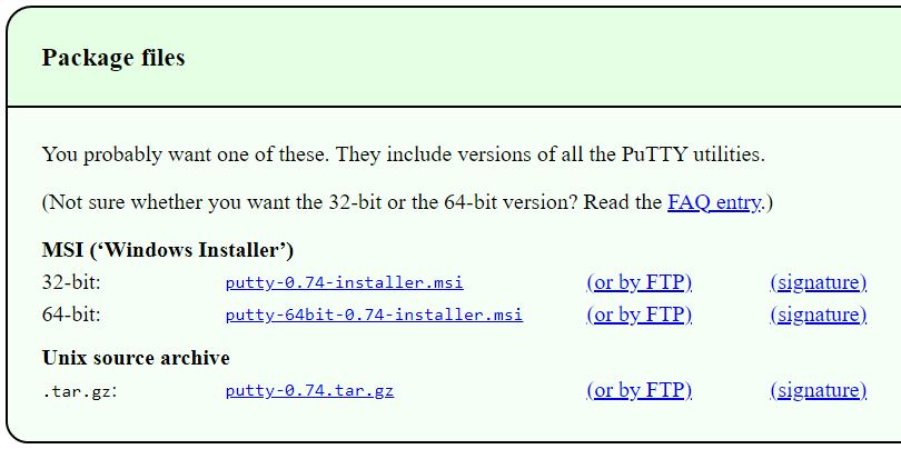 Última versão do PuTTY