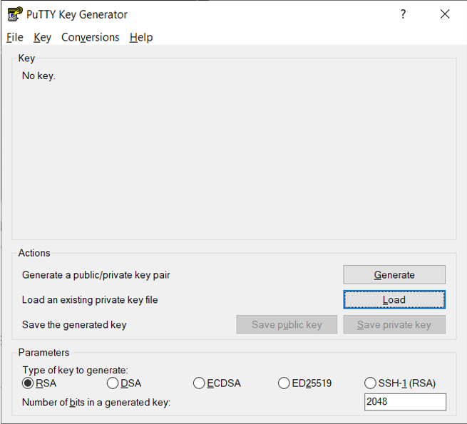 PuTTYgen Load