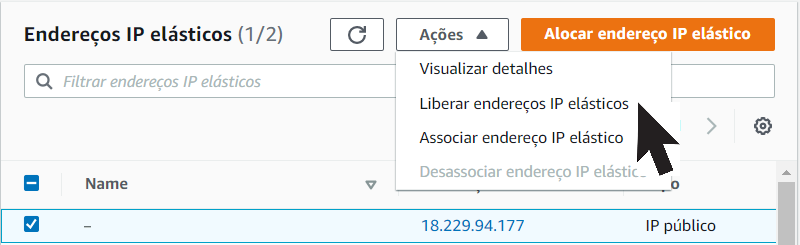 Liberar IP elástico
